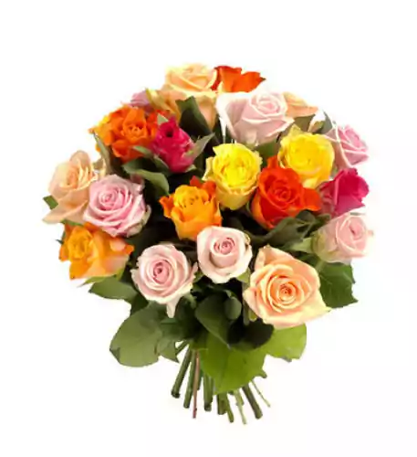 Bouquet of mixed coloured roses
