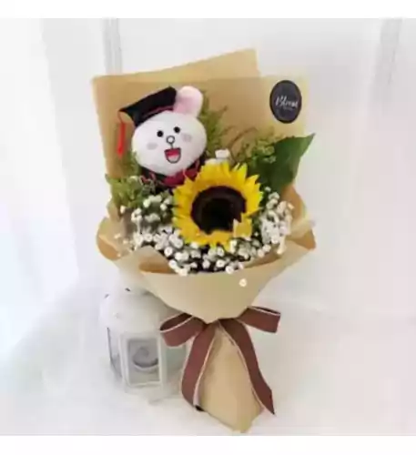 Graduation Bouquet 05 (Convo Monkey with 1 stalk sunflower)