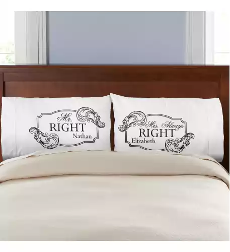 Mr. Right Mrs. Always Right Pillowcases - Set of 2