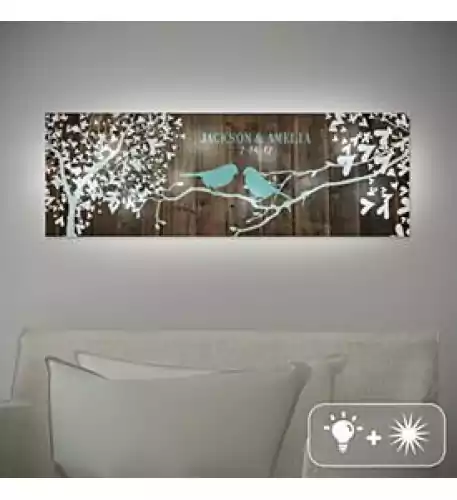 TwinkleBright LED Sweet Lovebirds Canvas