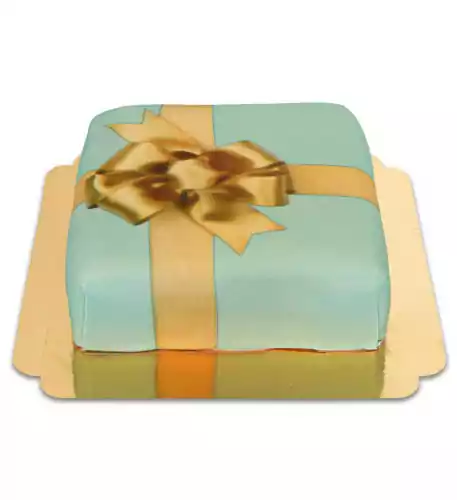  Green gift box cake