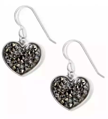 Crystal Rocks Heart French Wire Earrings