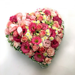 Heart-shepad arrangement of pink and white colors