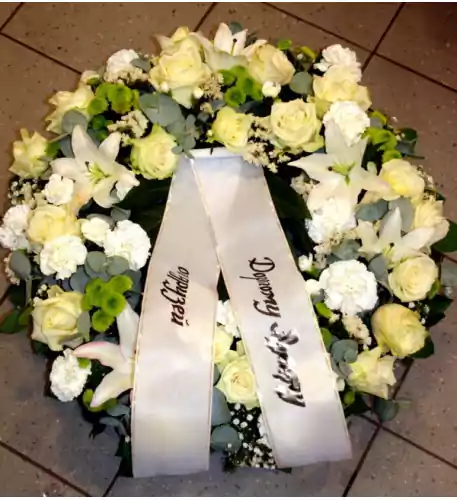 Wreath: Big white roses, Carnations, Chrysantemums, Lilys-2