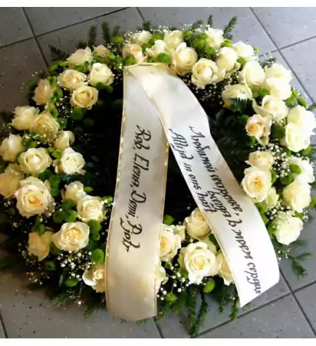 Wreath with white roses