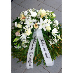 Wreath with white flowers: Lilys, Roses, Callas-2