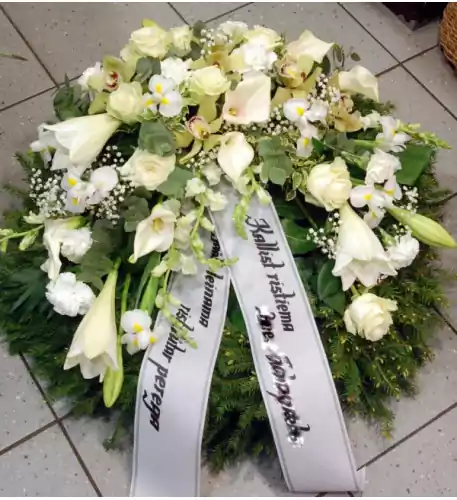 Wreath: Callas, Lilys, Roses, Orchids etc
