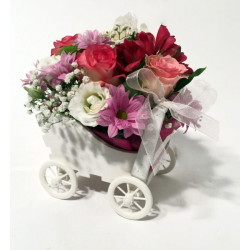 lower arrangement Car with yellow flowers