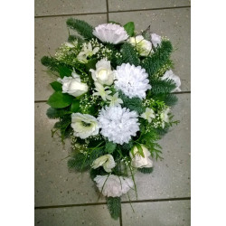 Funeral arrangement of artificial flowers