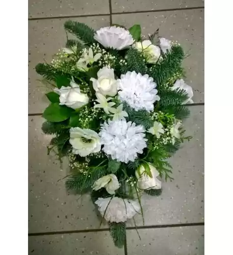 Funeral arrangement of artificial flowers