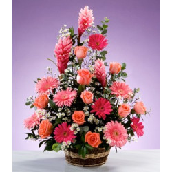 Flower Arrangement With Gerberas And Pink Roses