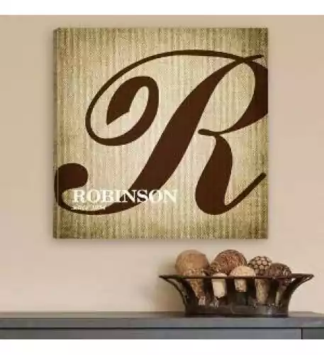 Personalized Calligraphy Monogram Canvas Print