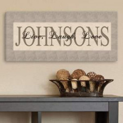 Personalized Grey Live, Laugh, Love Canvas Print Personalized Grey Live, Laugh, Love Canvas Print